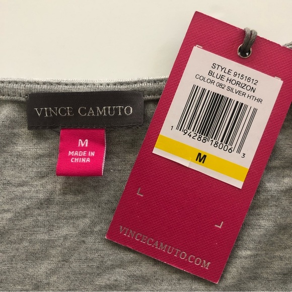 🌼 VINCE CAMUTO Drape Neck Knit Top In Medium Heather Gray M NWT - Picture 4 of 7
